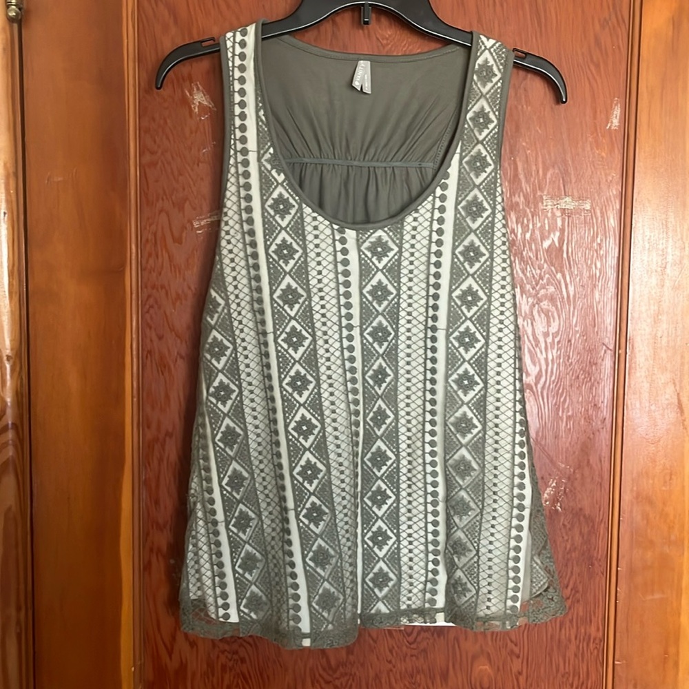 Sage Green lace tank top size large